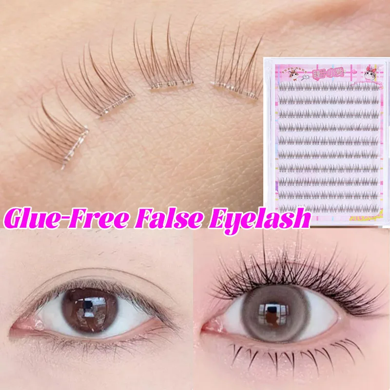Eyelash Extension No 8 - Natürliche Fischschwanz-Cluster-Falsche Wimpern, 8–10 mm, Nerzvolumen,