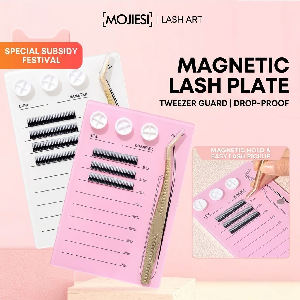 Lash Tile Palette - Magnetische Wimpernverlängerungs-Palette & Kleberhalter-Pad, Acryl-Wimpern-Organizer, Volumen-Fanning-Tray