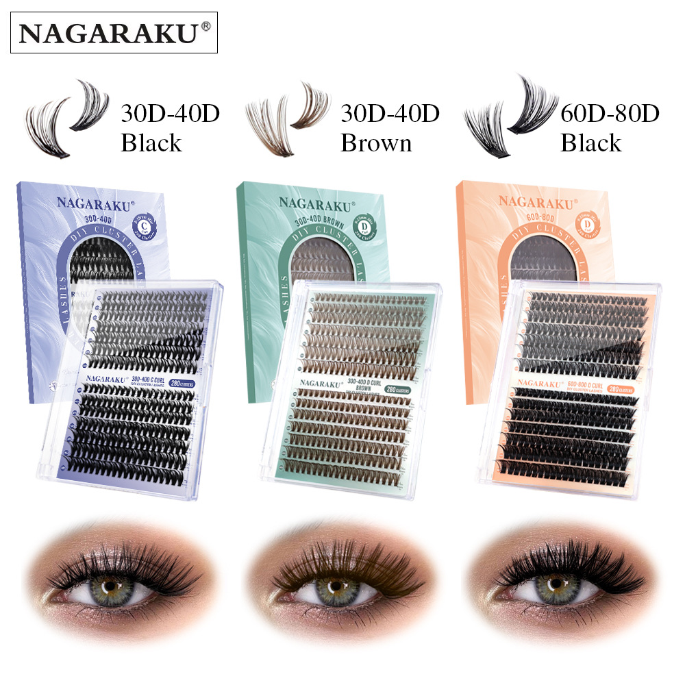 Eyelash Extension No 9 - NAGARAKU 30P 40P Cluster Falsche Wimpern