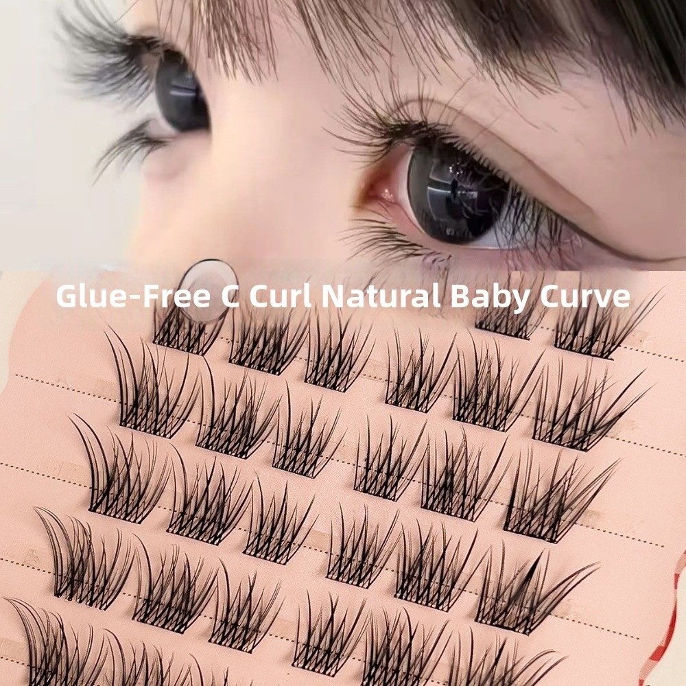 Eyelash Extension No 8 - 60 Cluster schwarze, selbstklebende falsche Wimpern,